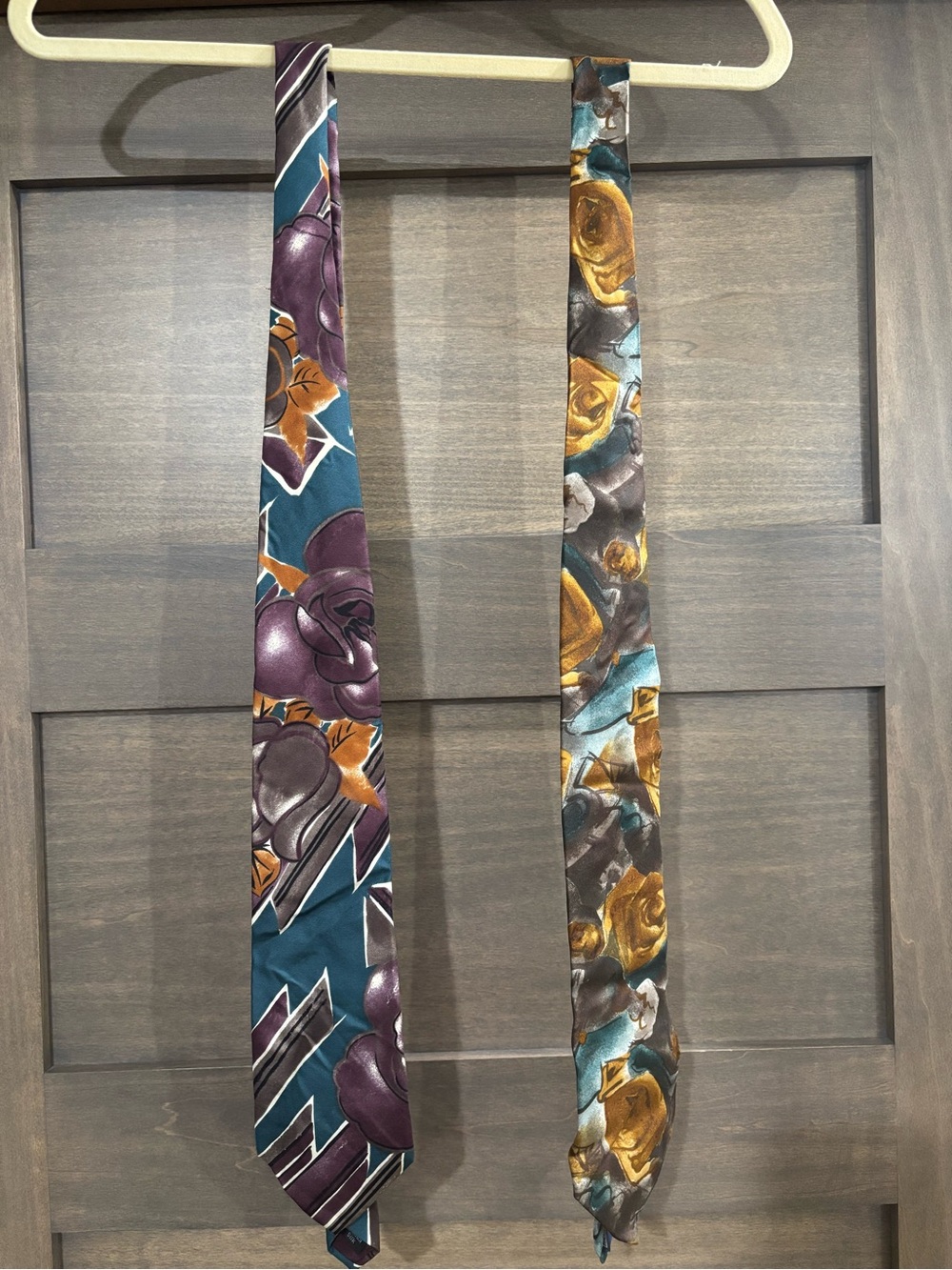 Floral Silk-Effect Men's Tie in Teal, Purple & Gold